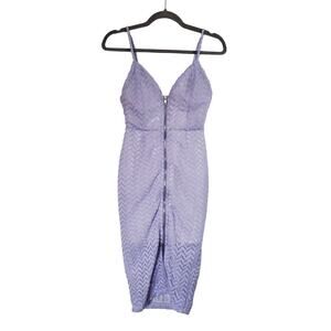 Elliatt (Revolve) Evoke Lilac Chevron Open Knit Overlay Midi Slip Dress, Size XS